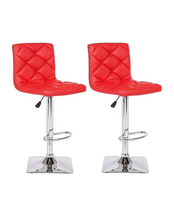 US Pride Furniture Valarie Adjustable Height Swivel Bar Stool - Red