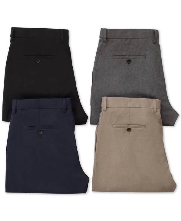 J.M. Haggar Big & Tall Classic Fit Stretch Sharkskin Pleated Dress Pants - Dark Heather Grey