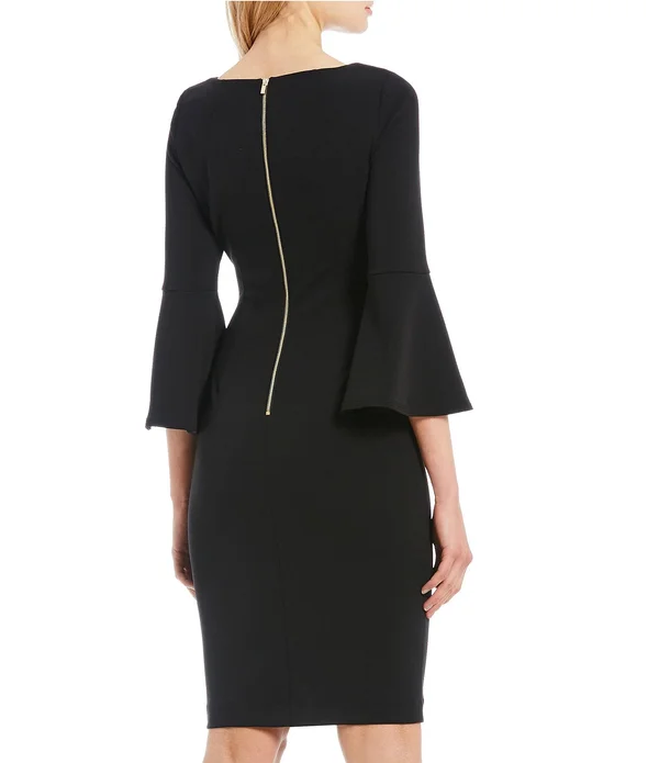 Calvin Klein Bell-Sleeve Sheath Dress - Black 4