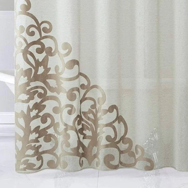 Dainty Home Natalie 70x22 x 72x22 Appliqued Shower Curtain Silver