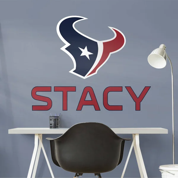 Houston Texans: Stacked Personalized Name - Officially Licensed NFL TRANSFER Wall Decal in Red (52x22W x 39.5x22H) by Fathead