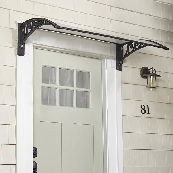 The Lakeside Collection Window Awning or Front Door Canopy - Sun Shade and Rain Blocker - Black