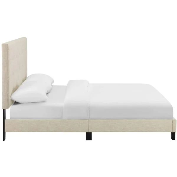 Modway Melanie Twin Tufted Button Upholstered Fabric Platform Bed Gray