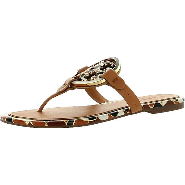 Tory Burch Enamel Miller Womens Leather T-Strap Thong Sandals