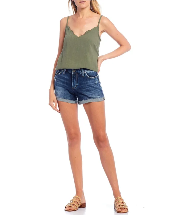 Silver-Jeans-Co. Suki Mid-Rise Curvy Fit Shorts L53960SGX351 Indigo - 25