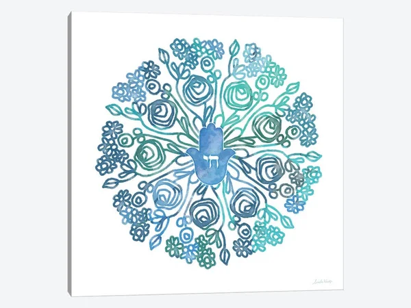 Linda Woods Canvas Art Prints - WC Hamsa Mandala ( Holidays & Seasonal > Hanukkah art)