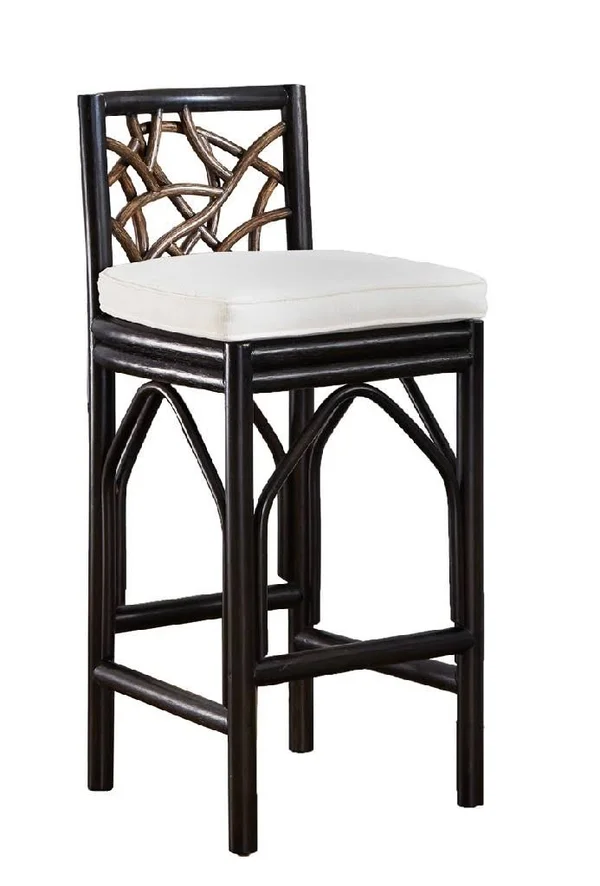 Panama Jack PJS-1401-BLK-BS/RC-293 Trinidad Barstool w/ Cushion in Patriot Ivy Black - Traditional, Bellacor