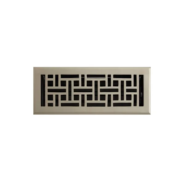 Wicker Style Brass Floor Register - Brushed Nickel 4x22 x 10x22 (5-1/8x22 x 11-3/8x22 Overall), Signature Hardware 393364