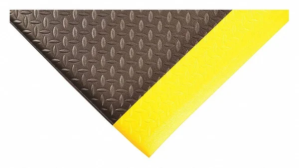 Condor 39R798 Black/Yellow Antifatigue Mat 2 ft. W x 8 ft. L - 1/2