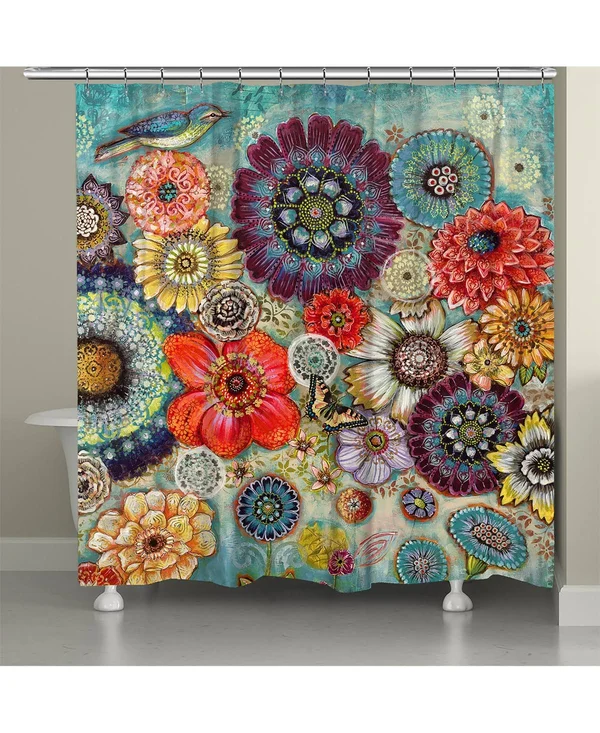Laural Home Blue Bird Boho Shower Curtain