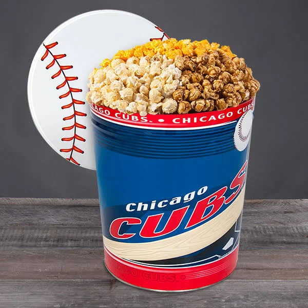 Chicago Cubs Popcorn Tin by Gourmet Gift Baskets - MLB Baseball Popcorn Tins - Gift Baskets Delivered - Gift Baskets