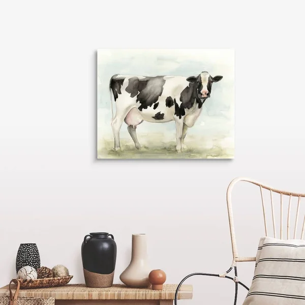 Watercolor Cow I - Large Solid-Faced Canvas Wall Art Print, Great Big Canvas