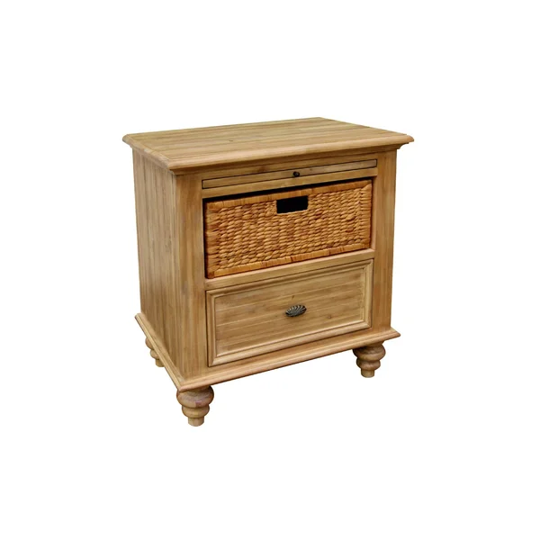 28.25x22 Brown Vintage Casual Nightstand with Basket