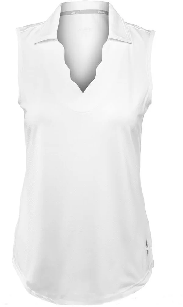 Jofit Women's Scallop Sleeveless Polo Size XS, White