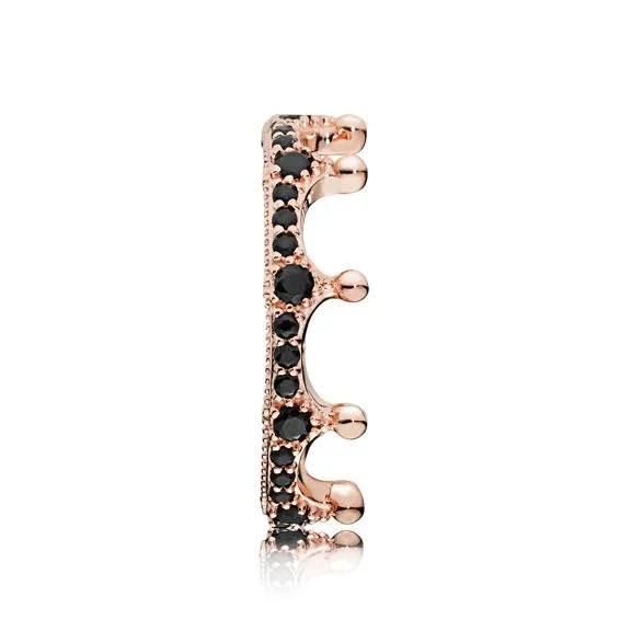 Pandora Rose Crystal Black Sparkling Crown Ring