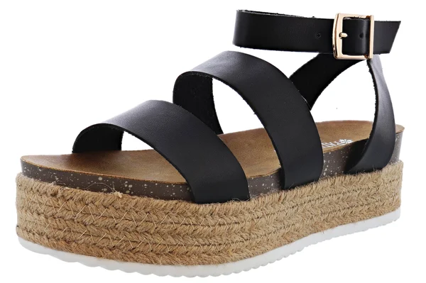Patrizia Larissa Women's Espadrille Platform Sandals - Size: 37, Black