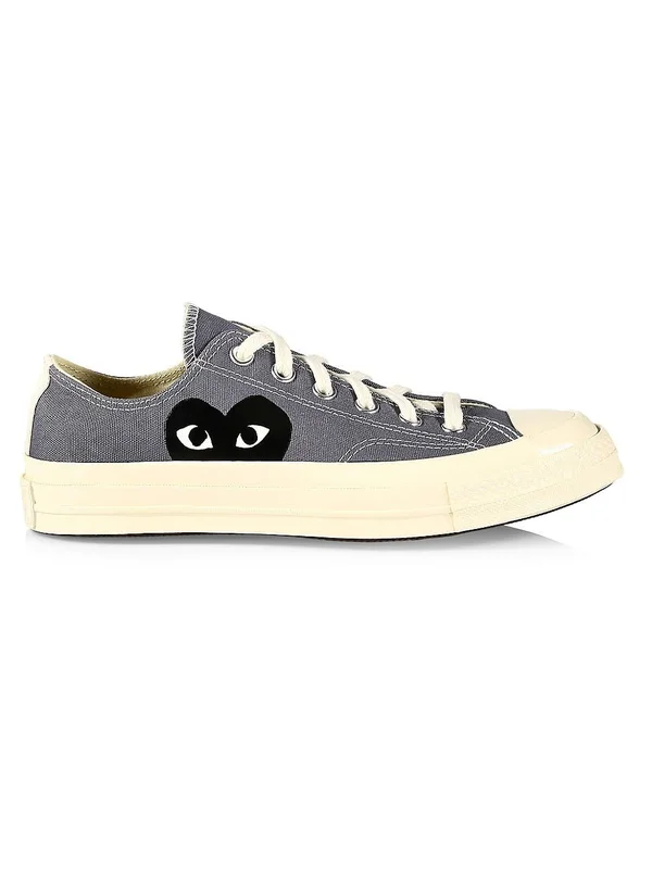 Comme des Gar鏾ns Play Women's Peek-A-Boo Low-top Canvas Sneakers - Grey - Size 8