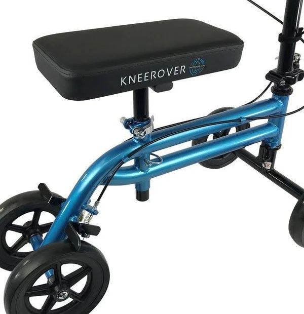 KneeRover Economy Knee Scooter Steerable Knee Walker Crutch Alternative with Dual Braking System in Metallic Blue