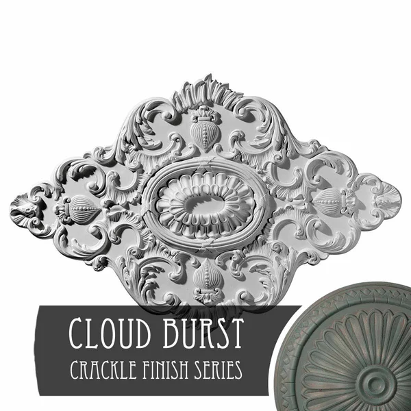 42 3/4x22W x 28 7/8x22H x 1x22P Ashford Ceiling Medallion, Hand-Painted Cloud Burst Crackle