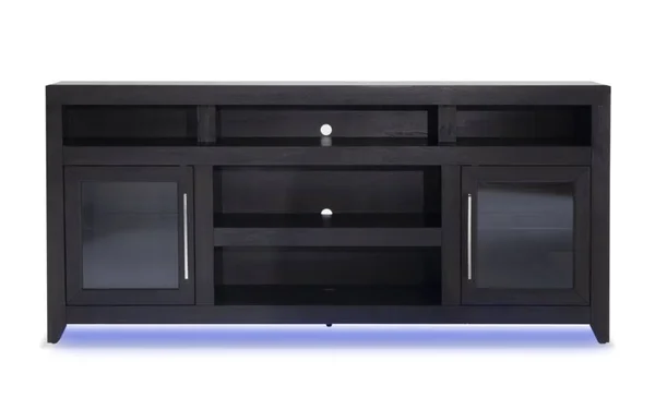 Cosmopolitan 75&& TV Console in Black, Contemporary TV Stands Acacia Veneers by Bob&s Discount Furniture