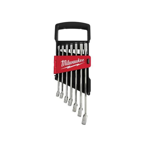 Milwaukee 932464993 Max Bite Ratcheting Metric Combination Spanner Set - 7 Piece, Red P8J1KSM
