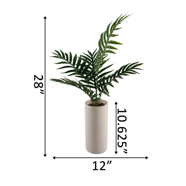 Flora Bunda 28 in. Palm in 10.5 in. Textured Ceramic Vase