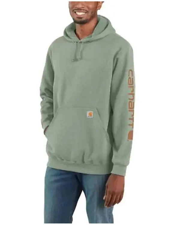 Carhartt Midweight Hooded Logo Sweatshirt - Leaf Green Heather, 4XL Regular