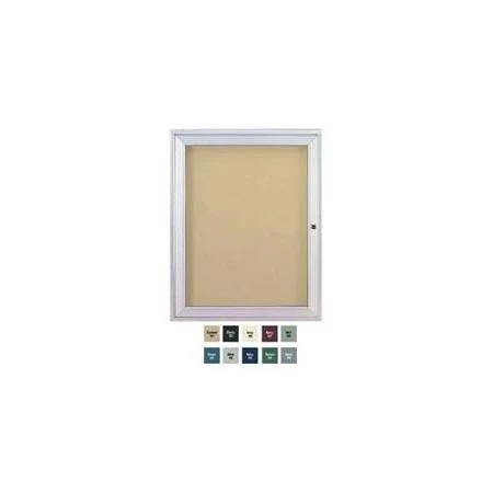 Ghent 36x22x24x22 1-Door Satin Aluminum Frame Enclosed Vinyl Bulletin Board - Stone