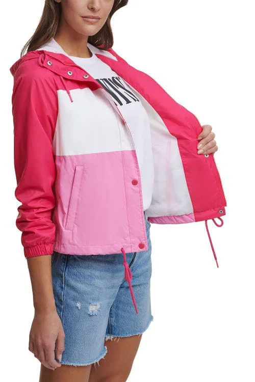 Levi&s Women's Retro Hooded Windbreaker Jacket - Pink Multi - Size S