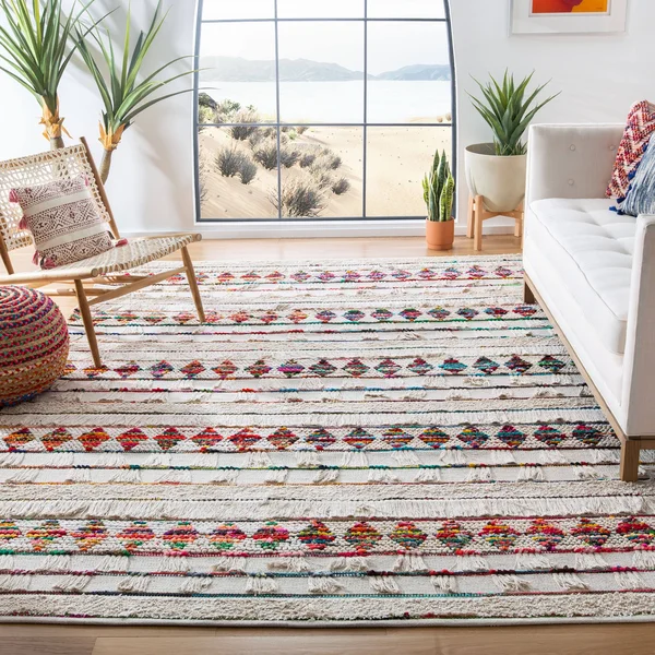 Safavieh Natura Rug Collection NAT657A - Ivory, Red - 6& x 9&