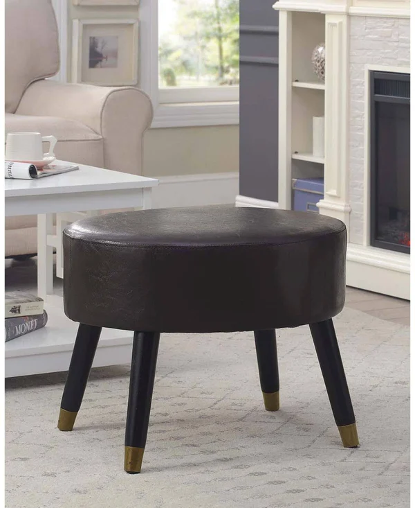 Convenience Concepts Designs4Comfort Mid Century Ottoman Stool - Black
