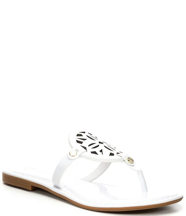 Antonio Melani Lindenie Patent Leather Flat Sandals - 7m