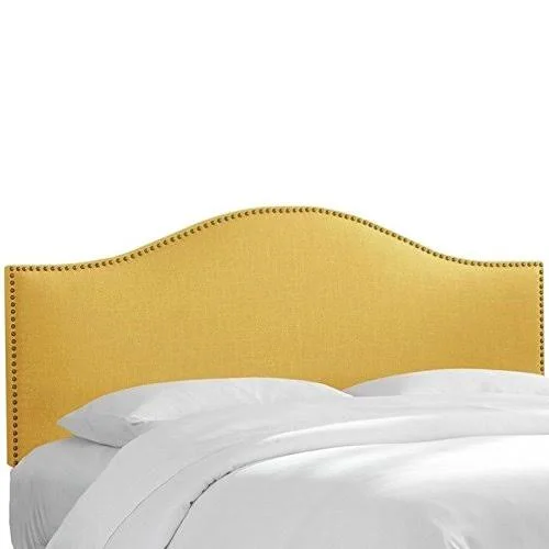 Skyline Furniture Linen French Yellow Nail Button Headboard (Full)