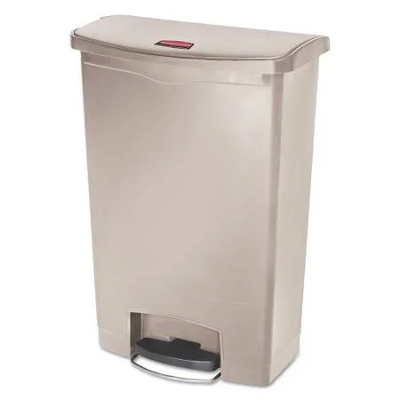 Rubbermaid Slim Jim Resin Step-On Container - Front Step Style, 24 gal, Beige - RCP1883552