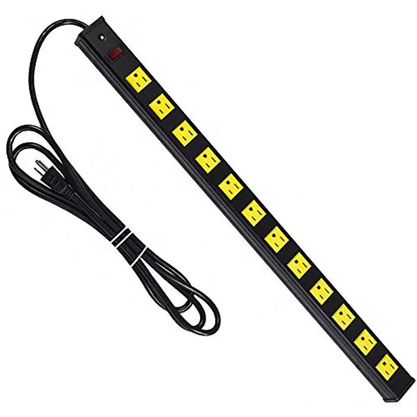 12 Outlets Heavy Duty Metal Socket Power Strip, OviiTech 6-Foot Long Extension Cord with Circuit Breaker. Mounting Brackets Inclu