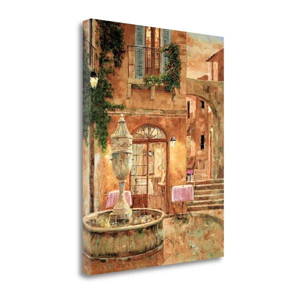Tangletown Fine Art Evening at The Fountain by Gilles Archambault - Gallery Wrap Canvas, 31x22 x 39x22