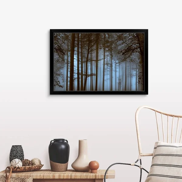 Trees Path Sepia - Black Framed Wall Art, 36x24, Great Big Canvas