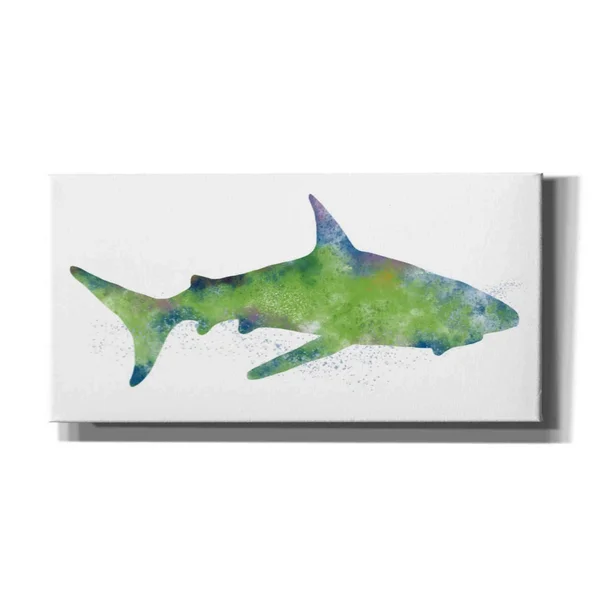 'Watercolor Shark II' by Linda Woods, Canvas Wall Art 24 x 12
