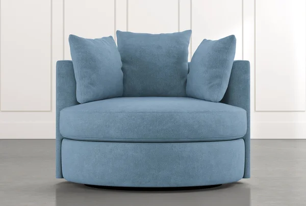 Swivel Chair - Gibson II Light Blue Swivel Cuddler Chair - Fabric - 49x22W x 46x22D x 31x22H at Living Spaces