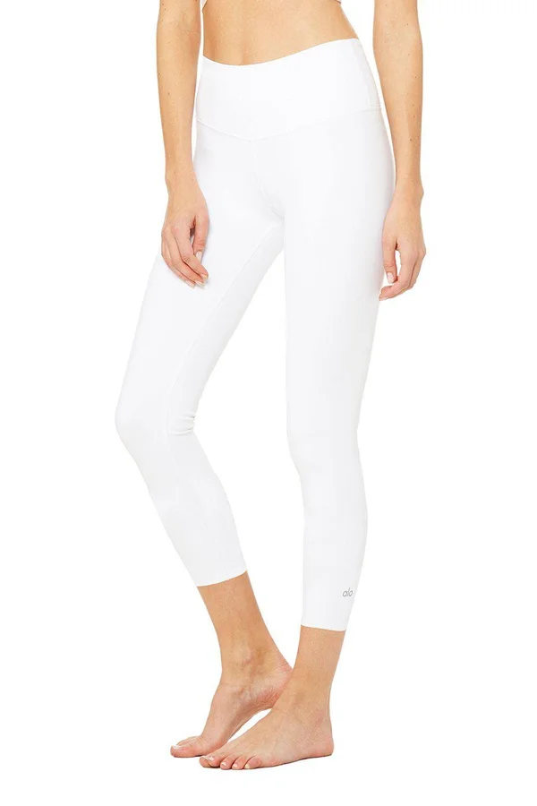 Alo High Waist Airbrush Capris (White) Women's Capri