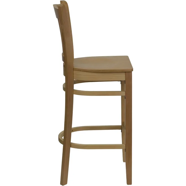 43.75x22 Natural Brown Hercules Series Vertical Slat Back Restaurant Barstool