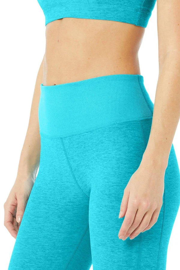 Alo Yoga, High-Waist Alosoft Lounge Legging in Bright Aqua Heather, Size: Xs