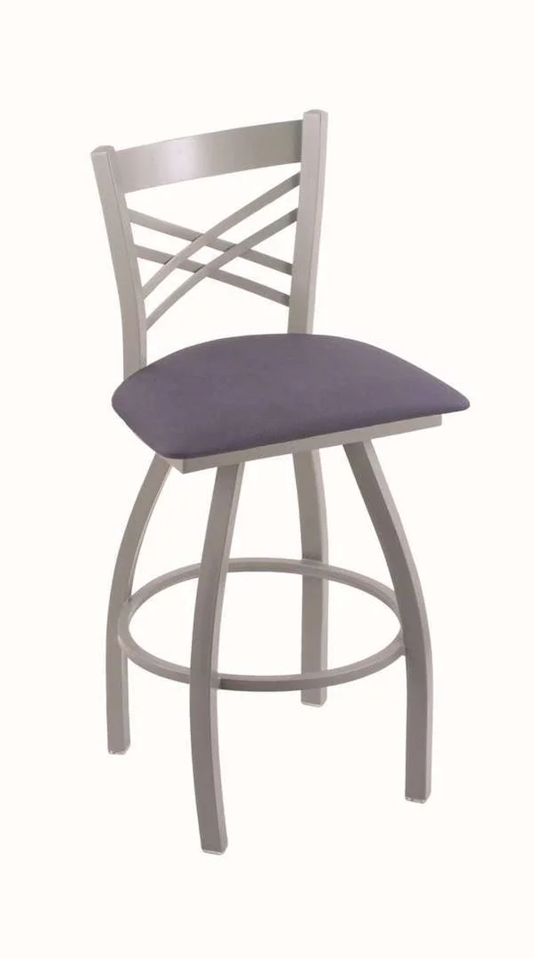 Holland Bar Stool XL 820 Catalina Anodized Nickel Swivel Stool with 36x22 Rein Bay Seat