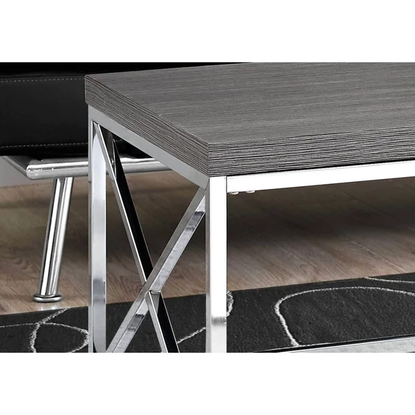 Offex Modern Rectangular Coffee Table with Chrome Metal - Grey - 44" x 22" x 17"