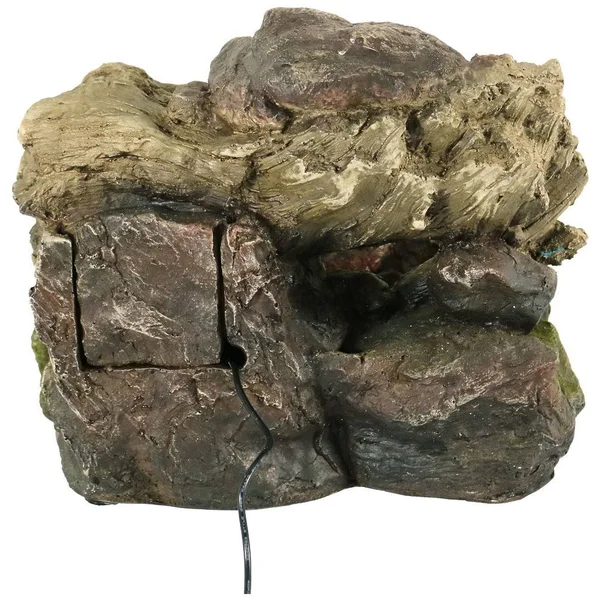 Sunnydaze Aged Tree Trunk Tabletop Fountain with LED Lights, Dark Brown/Cream