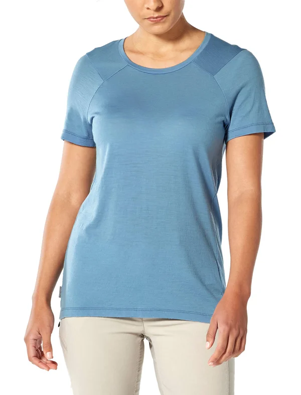 Icebreaker Women's Nature Dye Galen SS Crewe - Small - True Indigo LT