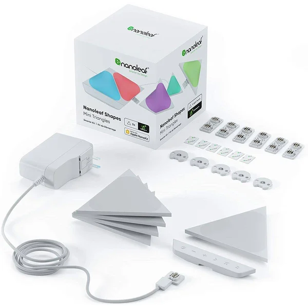 Nanoleaf Shapes Mini Triangles Smarter Kit - 5X Triangle Light Panels, 20 Lumens NL48-5005TW-5PK