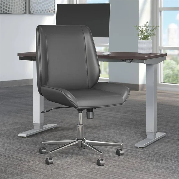 Kathy Ireland Home by Madison Avenue Wingback Leather Office Chair in Dark Gray - Bush Furniture MDSCH3701DGL-Z