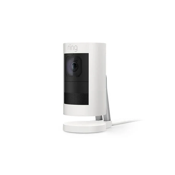 Ring Certified Refurbished Stick Up Cam Wired- White Plug-In Wired Outdoor Security Camera, R8SSE8-WEN0