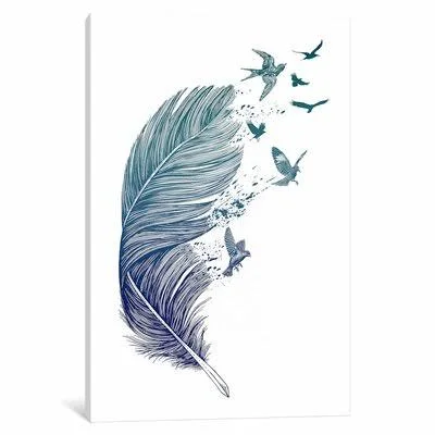 &Fly Away& by Rachel Caldwell Graphic Art Print on Canvas East Urban Home Size: 26x22 H x 18x22 W x 0.75x22 D